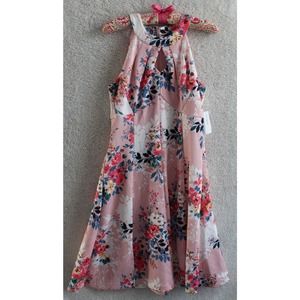 NWT roz&Ali Dressbarn Floral Fit & Flare Dress w/ Halter Neckline, Sz 4 MSRP $60